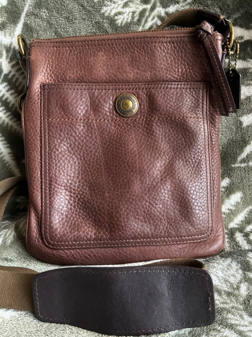 Coach Brown Pebbled Leather Crossbody Bag,Vintage Coach Crossbody Bag. - Picture 6 of 13